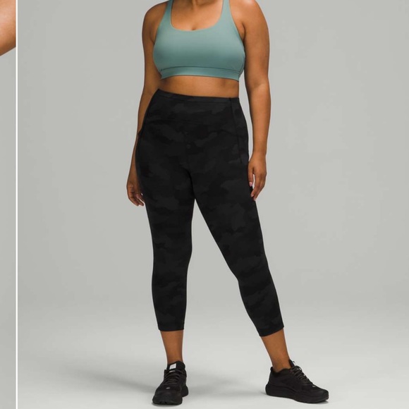 Lululemon Swift Speed High Rise Crop 23" Heritage 365 Camo Deep Coal Multi Sz 10 - Picture 1 of 16